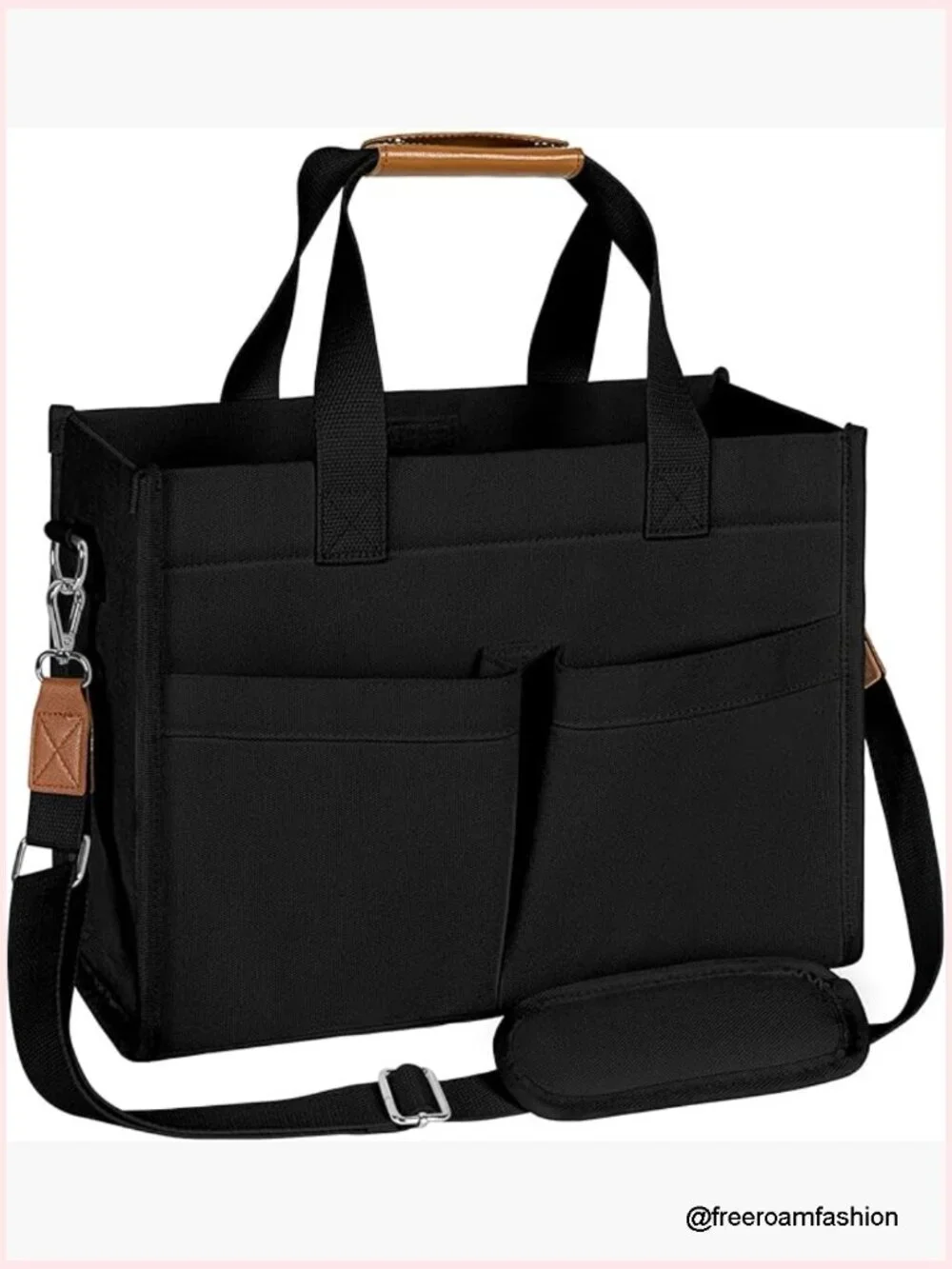Canvas Tote Bag with Velcro Closure, Work Crossbody, Laptop Bag for Travel